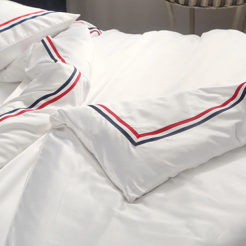 Arsmundi Luxury Multi Color Silk Bedding Set Soft Silky Duvet Cover Home Textiles Comfortable Bed With Flat Sheet 4Pcs | Дом и сад