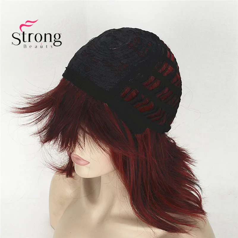 StrongBeauty короткие прямые темно красные волосы с эффектом Боб стильные потертые