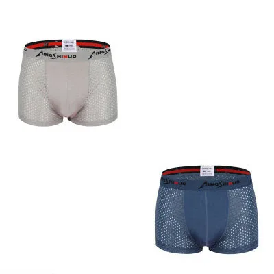 2pcs-lightgrayblue 4 шт./лот боксер Для мужчин белье Плюс Размеры Для мужчин s Нижнее белье Боксер летом Lce шелковые трусы Man Боксер Марка Для мужчин Boxershort трусики - Цвет: 2pcs-lightgrayblue