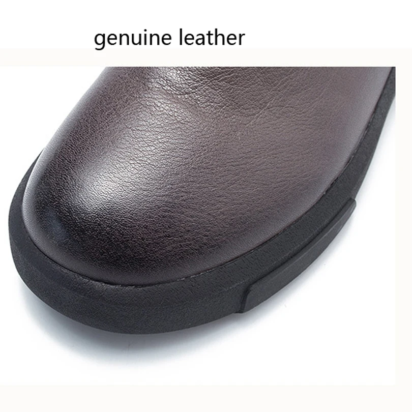 Ankle Zipper Snow Riding Equestrian Solid Flat Boots Genuine Natural Cow Leather Woman Handmade Rubber Out Sole Female Shoes | Обувь