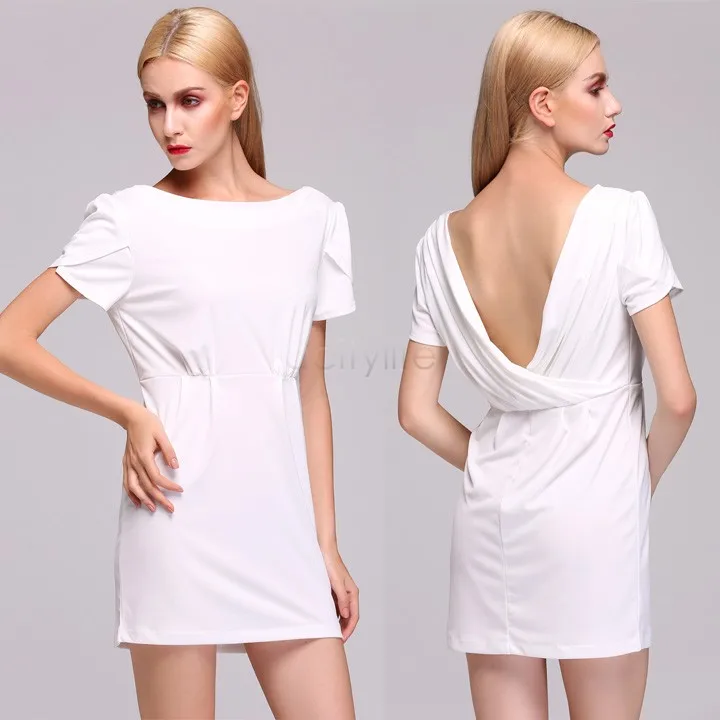 2015 Summer Halter Dress Bodycon O-neck High Waist Casual White Party Sexy Club Wear B16 | Женская одежда