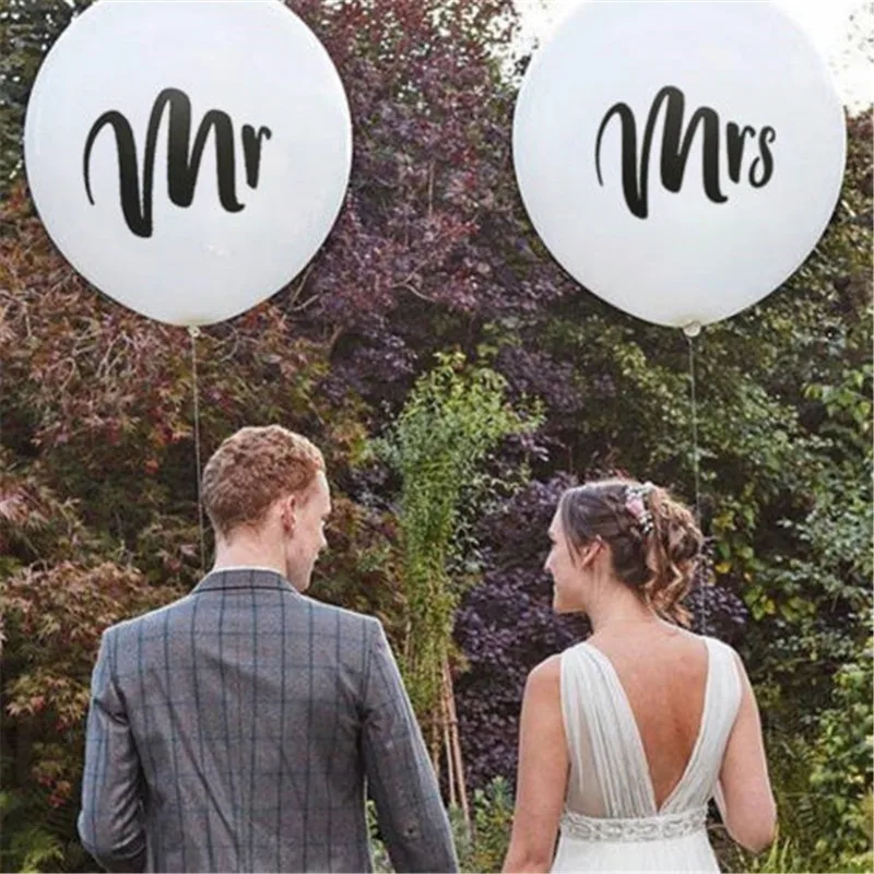 Латексные воздушные шары 1 шт./лот 36 дюймов с круглым белым принтом Mr & Mrs для