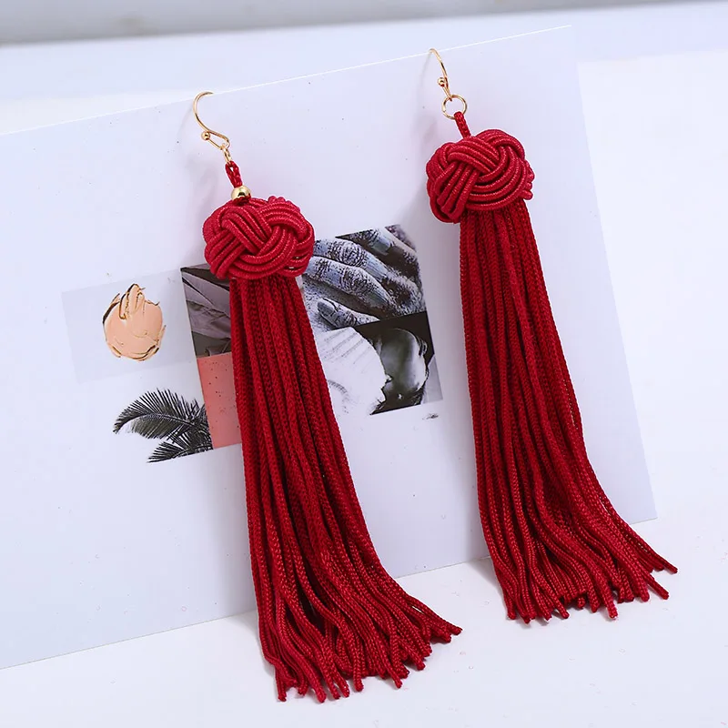 Welback Fashion Jewelry Gold Fish Hooks Ethnic Charm Earrings Female Cotton Long Line Tassels For Women | Украшения и аксессуары