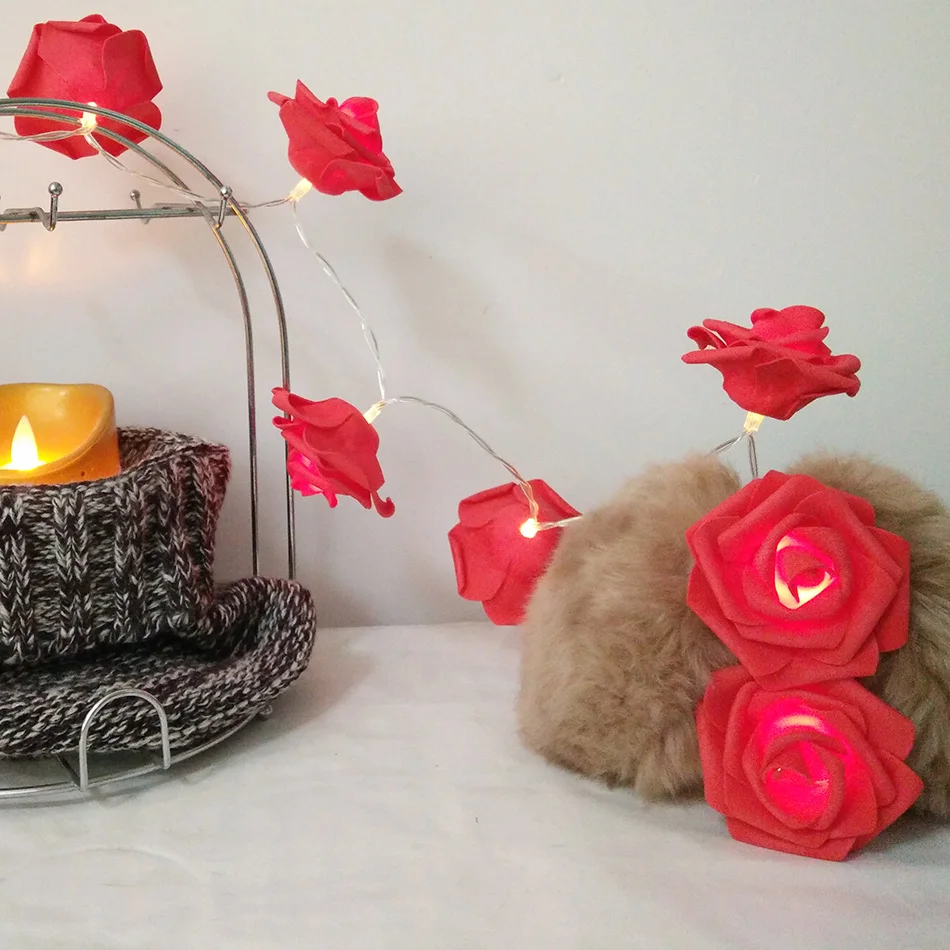 

5 meter 40 red rose garland with led light for wedding event party light decoration,floral light decorative, flower arrangement