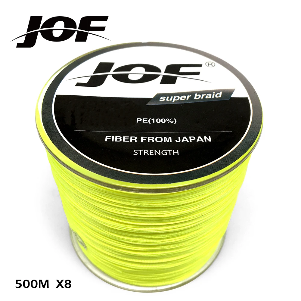 JOF плетеная рыболовная леска 8 нитей желтый 100 м 150 300 500 1000 Шнур linha multifilamento