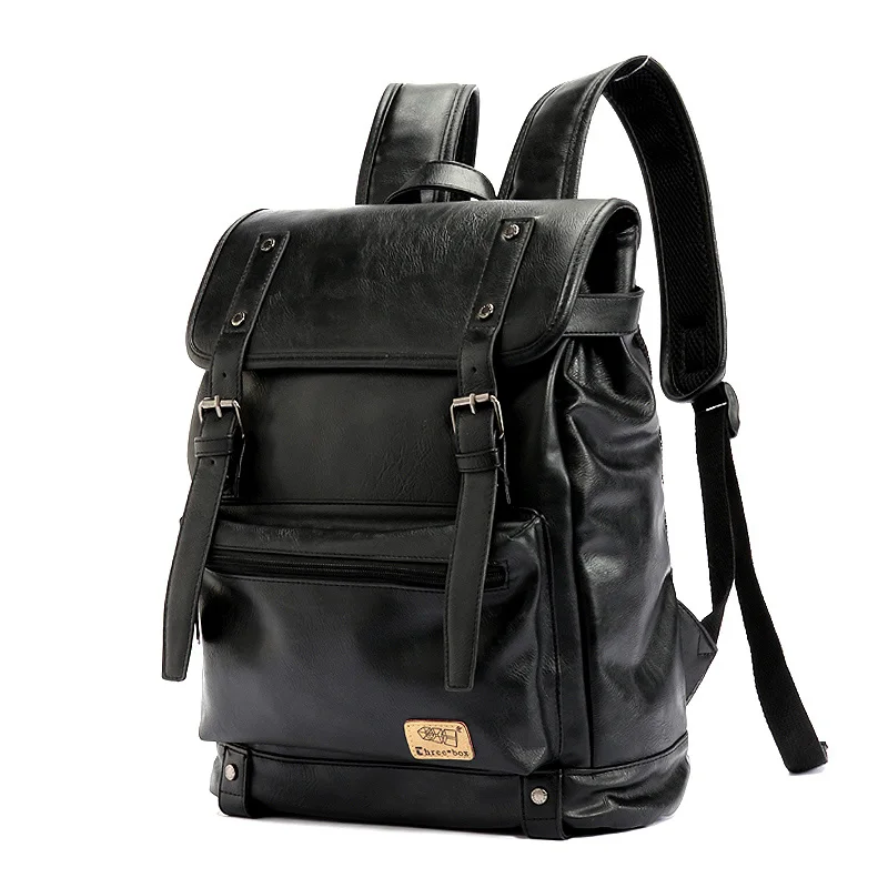 

Hot Brand Men's Large Capacity Backpack Teen Student Laptop Bag Travel Backpack Men High Quality Leather Vintage Daypack Mochila