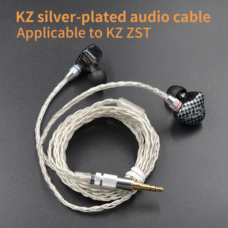 

KZ upgrade braided silver plated headphone cable 0.75mm pin DIY detachable audio cable for KZ ZST ZS10 ZS6 ES3 ES4 ZSR headset