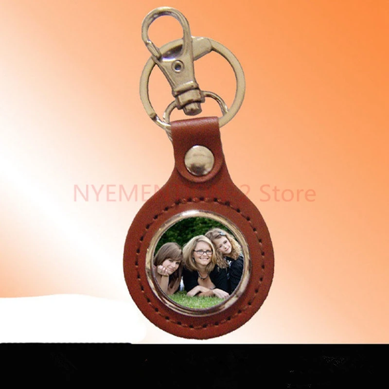 90pcs/lot Leather keychain blanks sublimation consumables Metallic keyring Can print pictures Thermal transfer metal key chain | Украшения