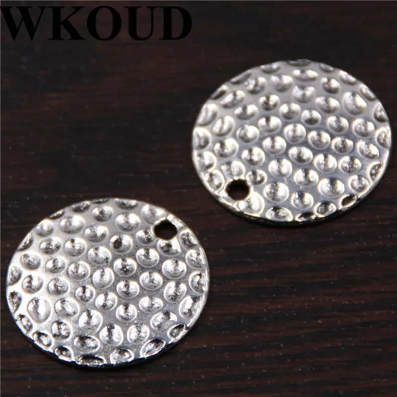 

WKOUD 12pcs Antique Sliver Hammered Round Charm Pendant DIY Necklace Bracelet Bangle Findings 22mm
