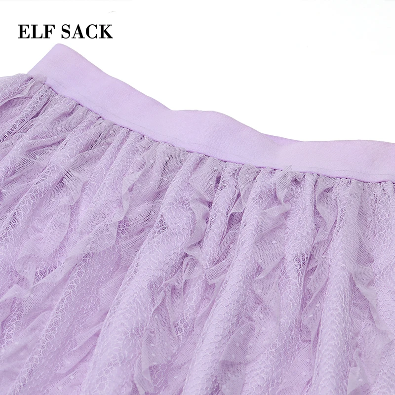 Женские стильные юбки ELF SACK повседневные однотонные линии длиной до колена