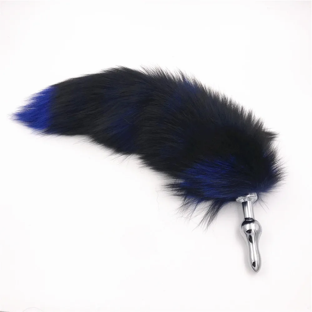 Blue And Black Larger Fox Tail Fluffy Anal Plug Sex Toys Erotic Butt Products Toy for Woman Men Adult Games | Красота и здоровье