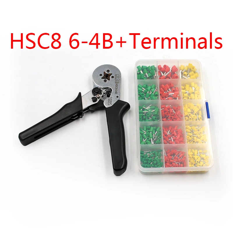 HSC864B add Terminal FASEN HSC8 6-4 HSC8 6-6 саморегулирующаяся мини-тип обжимные плоскогубцы 0,25-6mm2 0,25-10mm2 плоскогубцы ручной инструмент набор VE клеммы соединители - Цвет: HSC864B add Terminal