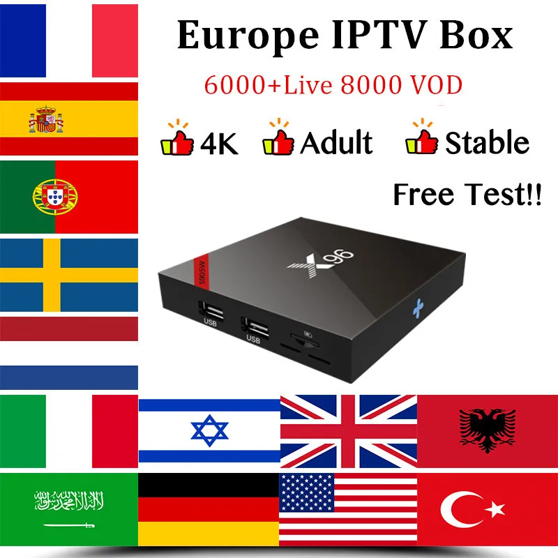 X96W Smart tv BOX Android 7,1+ с системой Neo IPTV подписка 1 год ip tv Европа Франция Бельгия Арабский IP tv m3u android телеприставка IP tv