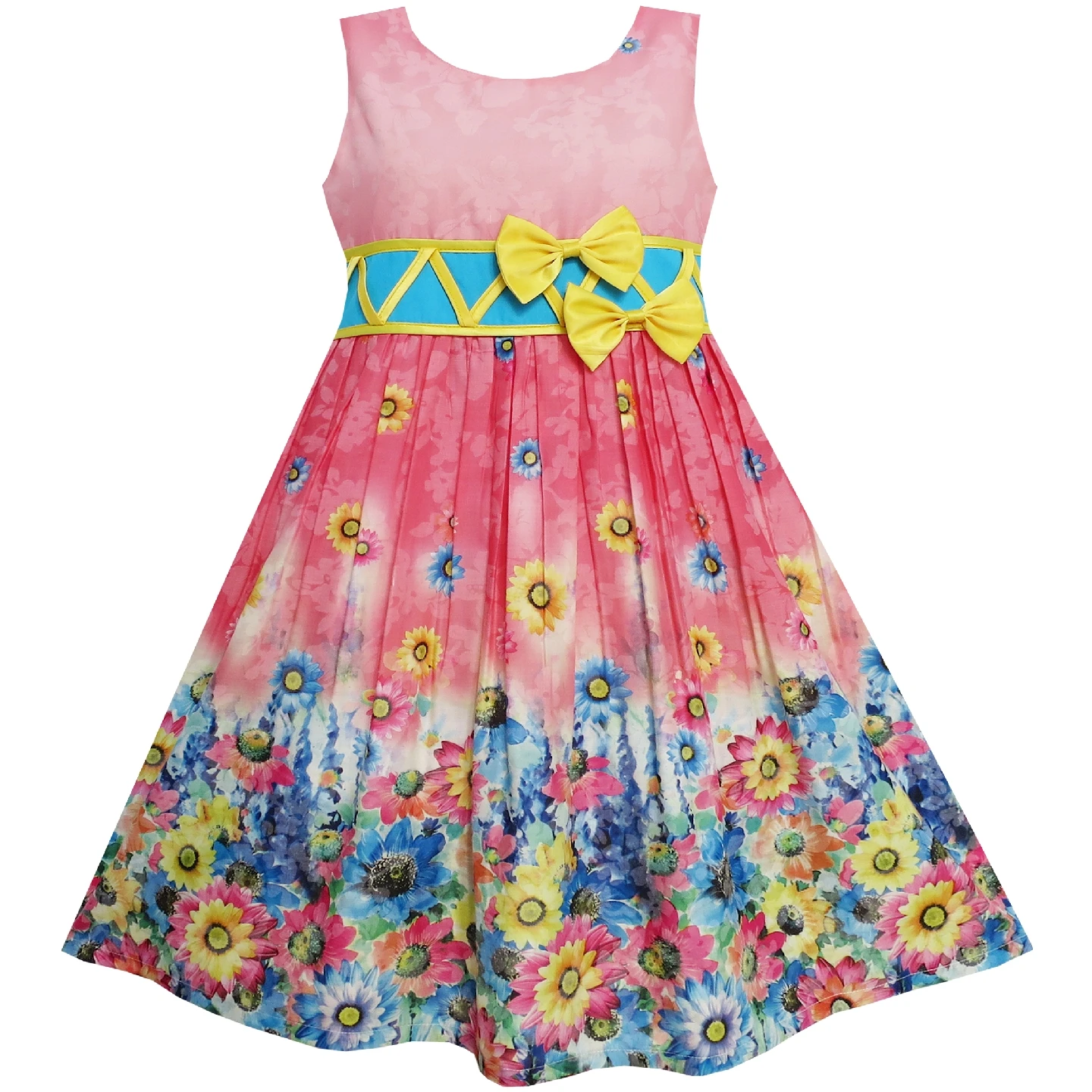 Sunny Fashion платья для девочек новогодние костюмы танк Роза Сад Цветок Хлопок
