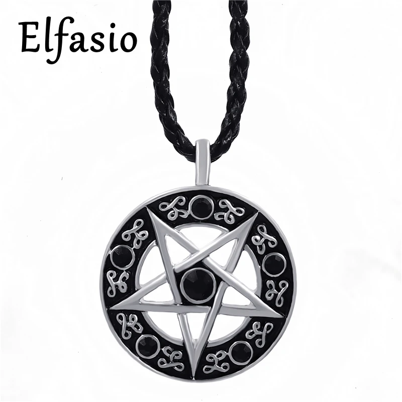 Мужская Оловянная подвеска с пятиугольной пентаграммой 24 дюйма колье LP207A|pewter