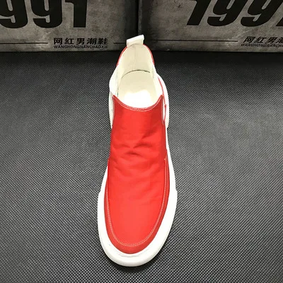 Мужские парусиновые Лоферы для вождения; zapatos hombre Sapatos; обувь на плоской подошве; кроссовки; мужская повседневная обувь; высокие теннисные туфли; Masculino; VV-75 - Цвет: Красный