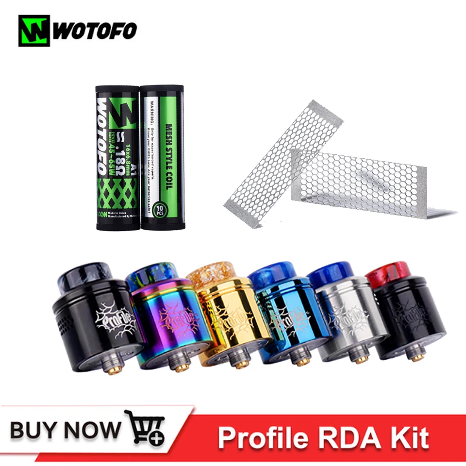 Оригинал Wotofo профиль RDA бак атомайзер 24 мм 510 нить 10 шт сетка катушка 0.18ohm Vape