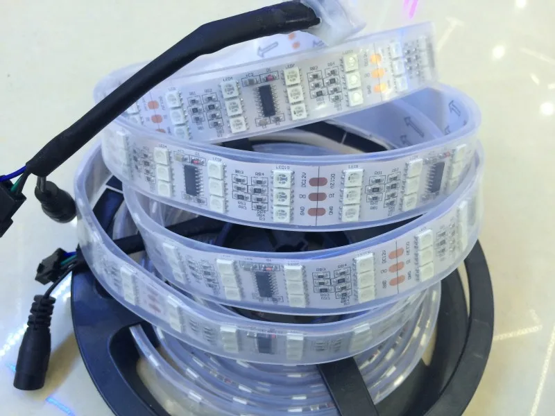 Водонепроницаемая светодиодная лента TM1812 5050 RGB 12 В 5 м 144 светодиода/м трехрядный