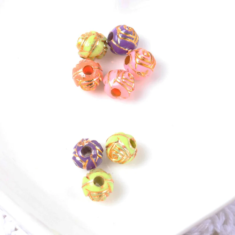 2018 New Mix Color Gold Stripe Flower Spacer Beads For Bracelet Necklace Jewelry Making DIY 6mm 200pcs/lot AL5X | Украшения и