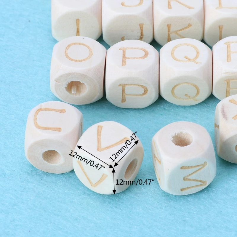 

26 Pcs Teething Wood Letter Pacifier Chai Accessories 12mm Baby Wooden Beads DIY Crafts Chew Wooden For Baby DIY Pacifier Chain