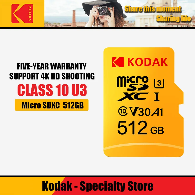 Оригинальные карты памяти Kodak 512 ГБ U3 класс 10 Micro SD карта microSD UHS-I TF карта 512 ГБ SDXC C10 32 Гб 64 Гб 128 ГБ 256 ГБ