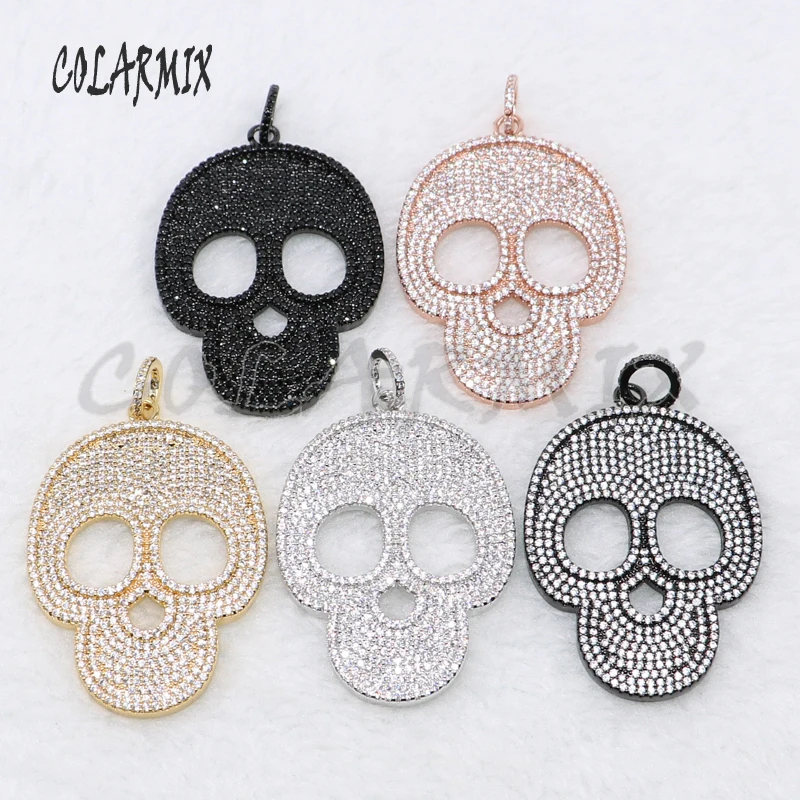 5 pieces skull pendants mix colors Shantou pendant beads tiny crystal stone jewelry wholesale finding 5029 | Украшения и