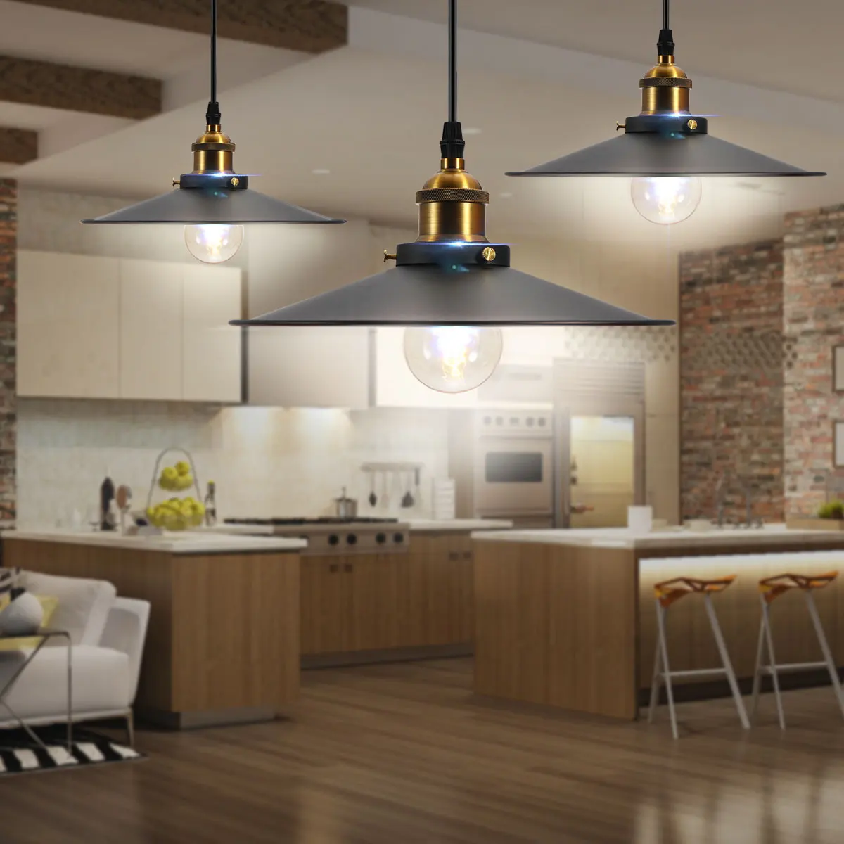 Винтажный металлический железный подвесной светильник потолочный Ретро