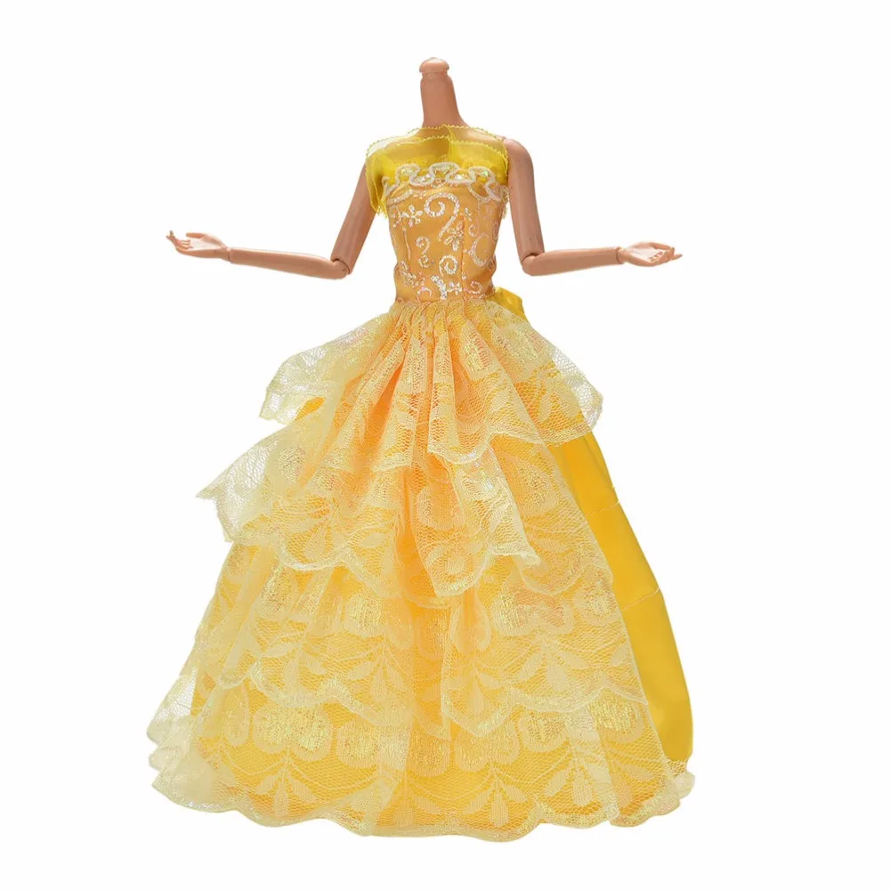 Желтое свадебное платье ручной работы с 4 слоями кружева модное принцессы длиной