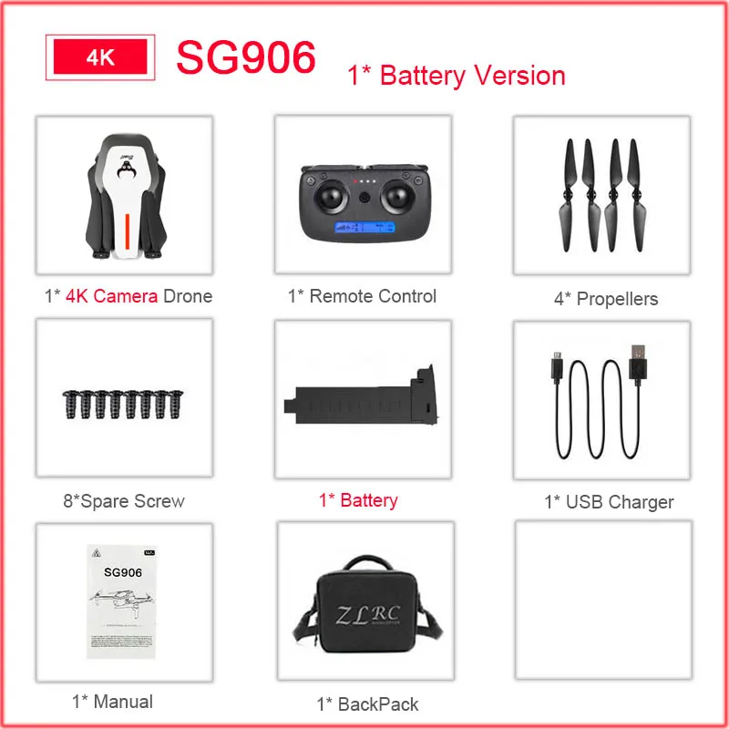 SG906 5G 1080P 4K HD WiFi камера Складная FPV игрушка, Дрон на дистанционном управлении RTF gps следить за мной/рука жестов стрельба 23 мин Время полета Вертолет - Цвет: W-4k-1B-BackPack