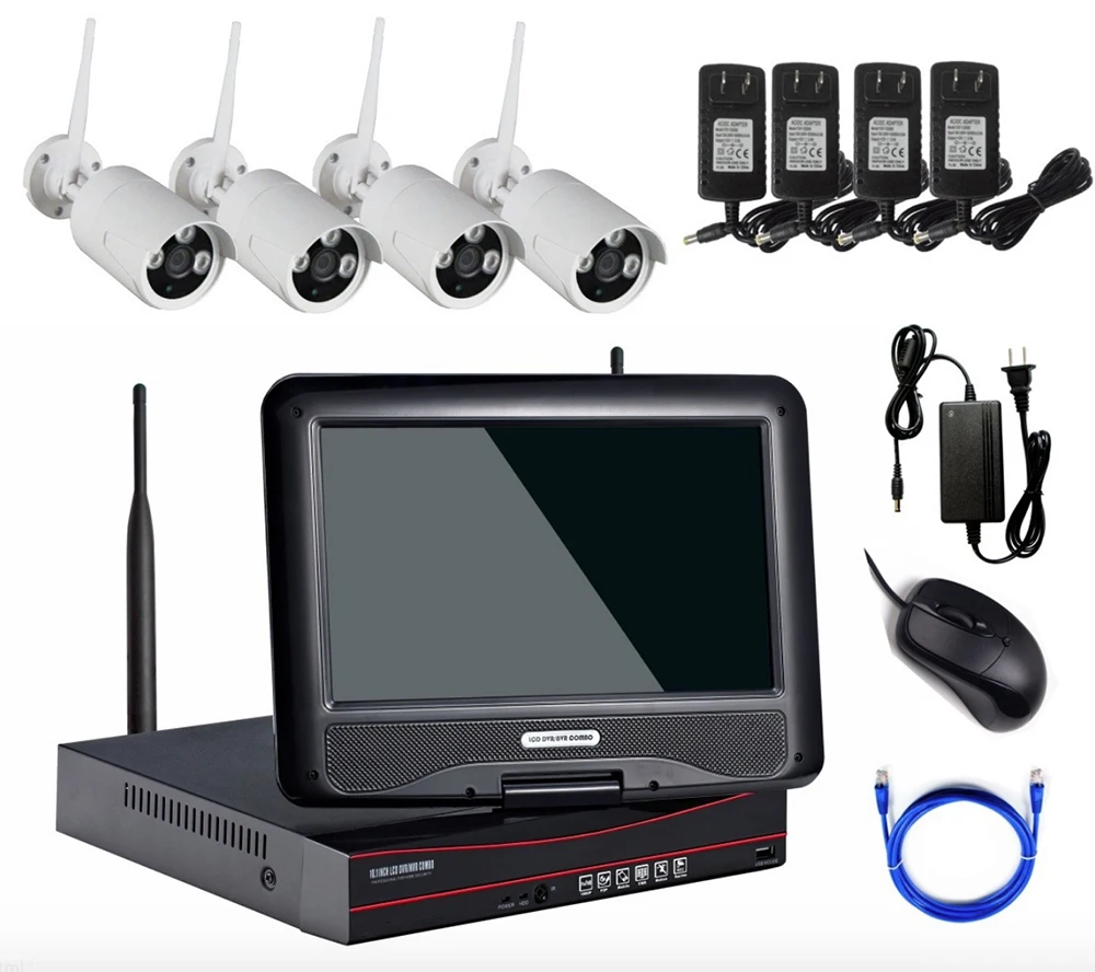 4ch CCTV Системы Беспроводной 960 P NVR комплект 4 шт. 1.3mp ИК Открытый P2P Wi Fi ip cctv