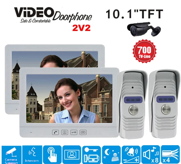 ZHUDELE brand10.1 &quotроскошный дисплей цветной видео телефон двери сенсорная кнопка