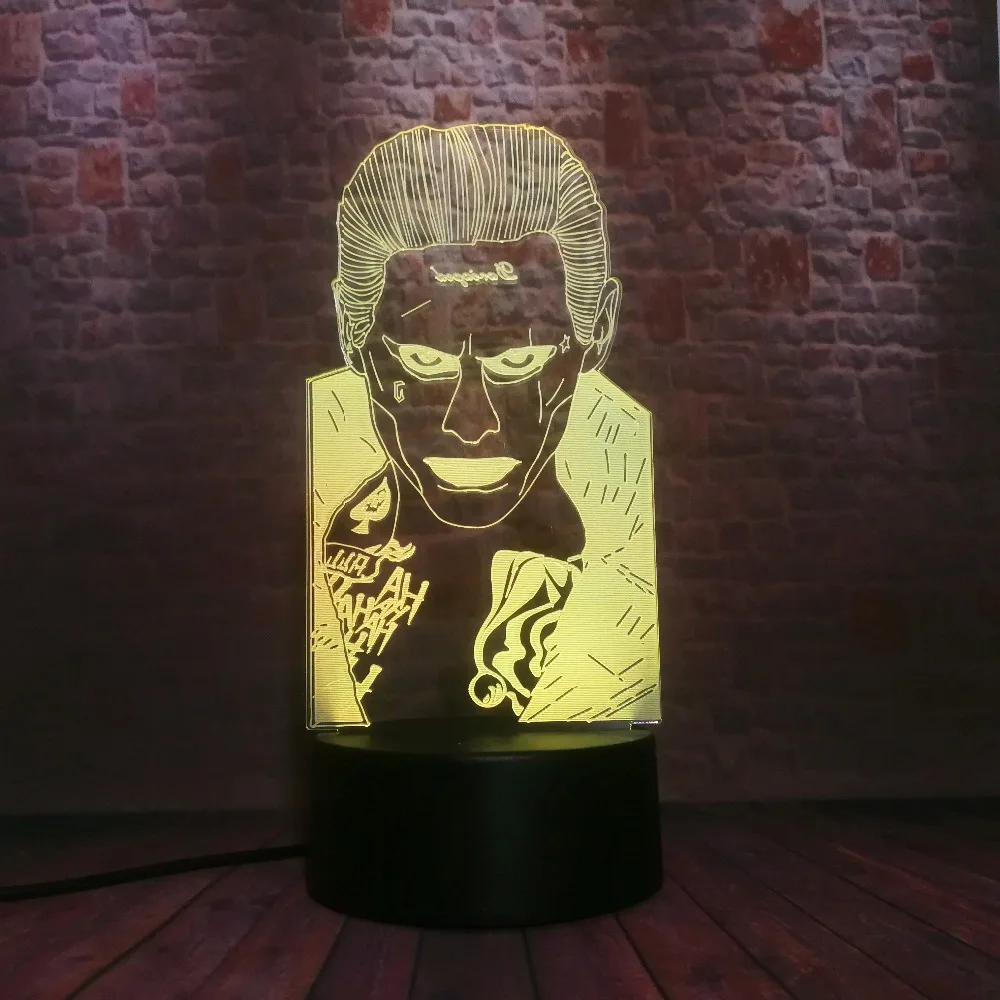 DC Hero крутой отряд самоубийц клоун Джокер 3D LED 7 цветов изменение ночник фигурка