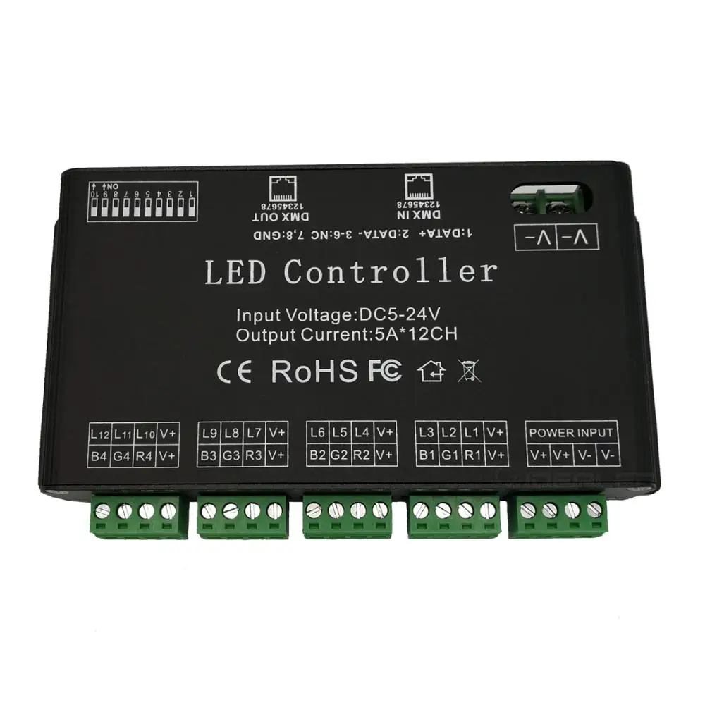 DIY USB DMX512 управление Лер DMX512 программное обеспечение Управление до 12 каналов DMX декодер для DC5V-24V светодиодный RGB светодиодные ленты Диммер драйвер