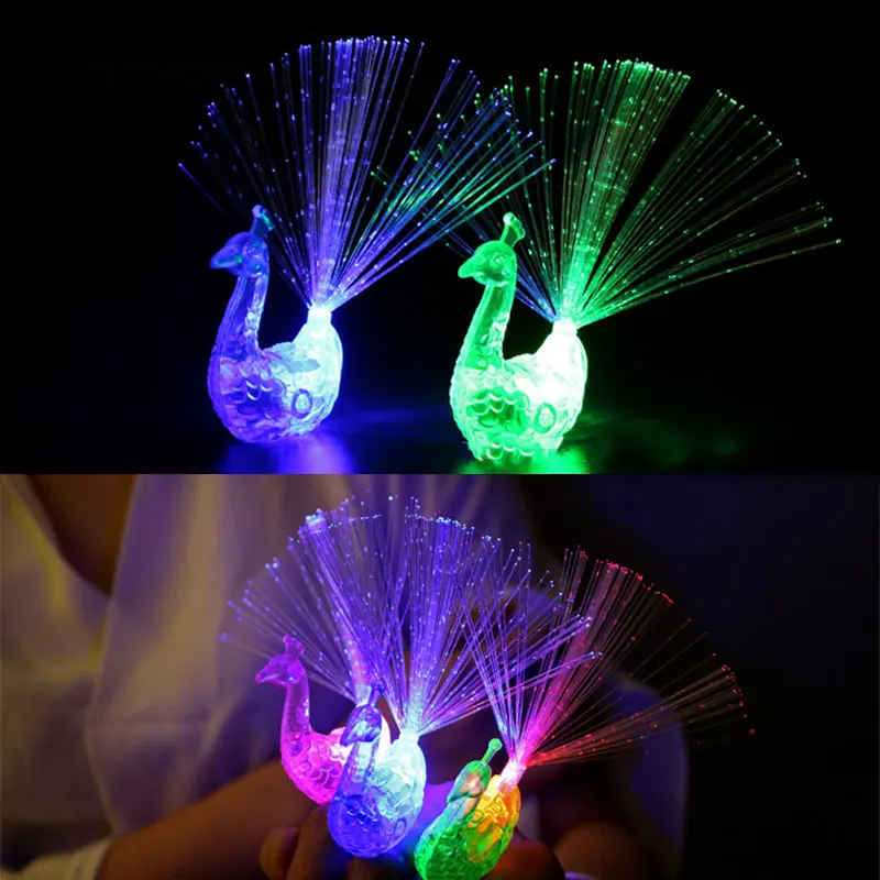 Креативный LED Павлин лампочка на палец Милый Мультфильм красочный свет игрушка