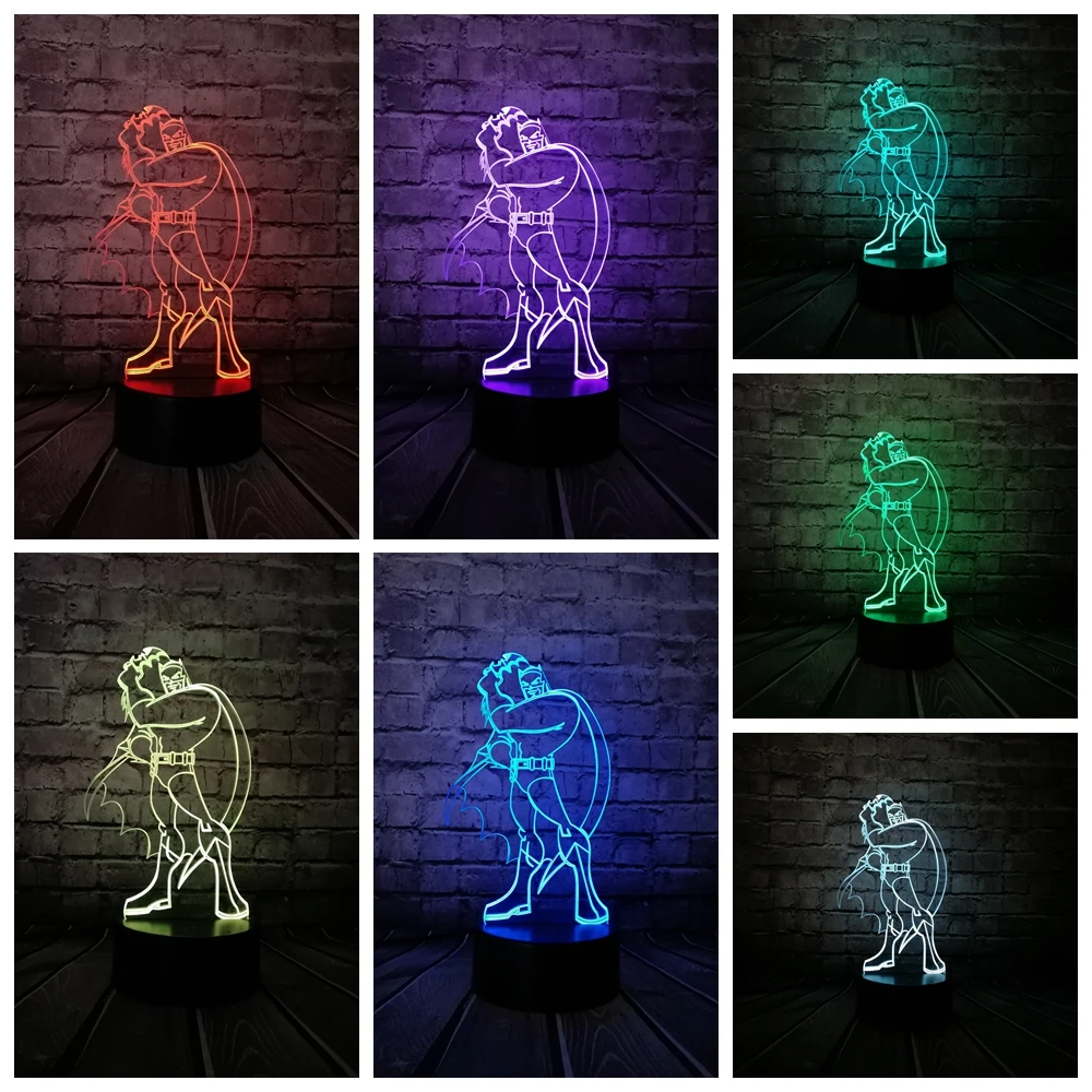 С героями комиксов Марвел, легенда Бэтмен "Лига правосудия" Symbal 3D RGB лампа светодиодный ночник стол мальчик подарок визуальную иллюзию оптический детская игрушка