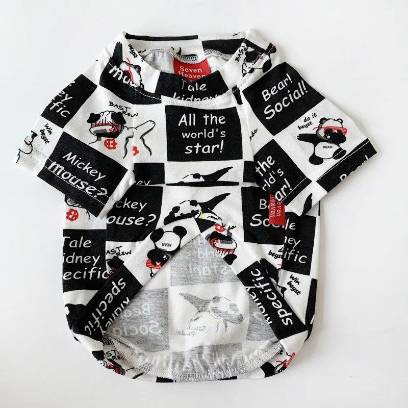 Black Short Sleeve Г. Лидер продаж, жилет для собак модный жилет для домашних животных Семейные комплекты летний хлопковый костюм для маленьких собак - Цвет: Black Short Sleeve