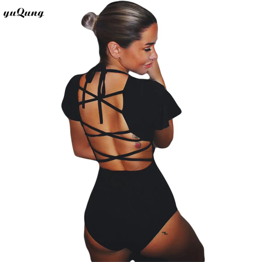 Yuqung боди Для женщин на шнуровке спинки Bodycon Корректирующие для сексуальная