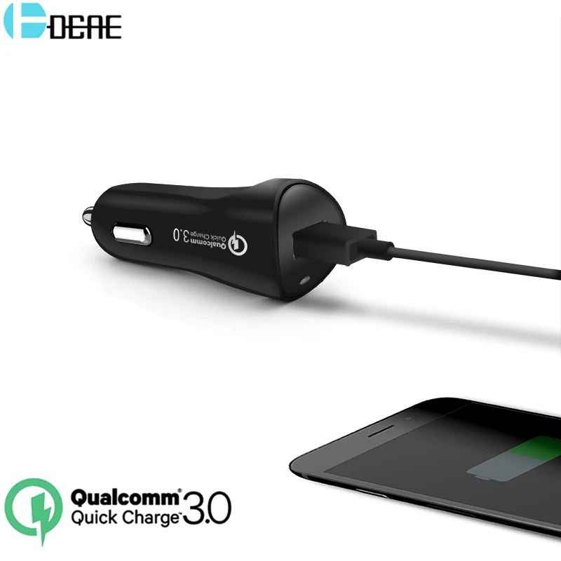 Автомобильное зарядное устройство DCAE Quick Charge 5V 3A QC 3,0 Turbo быстрая зарядка автомобильное зарядное устройство USB Автомобильное зарядное устройство для мобильного телефона iPhone Xiaomi HUAWEI