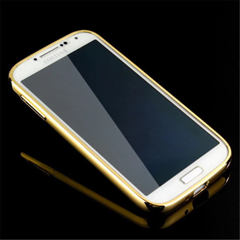 Роскошные чехлы для Samsung Galaxy S4 IV i9500 золотой алюминиевый рамка + зеркало Фундас металлическая акриловая задняя панель с покрытием.