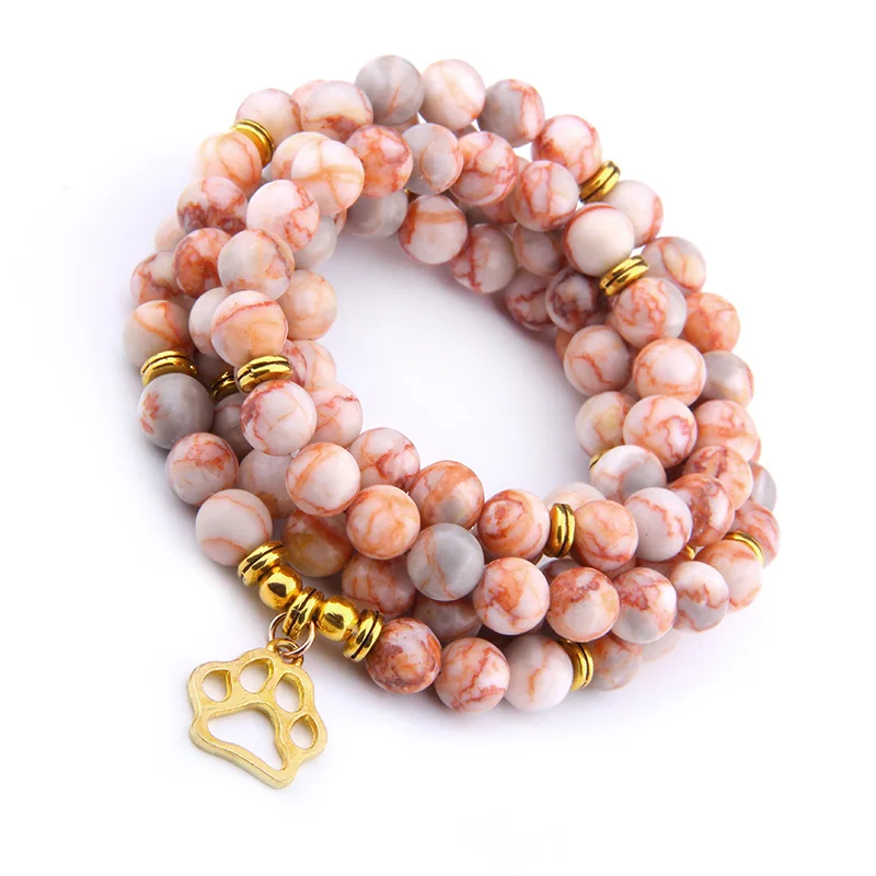 Модный женский браслет или ожерелье из натурального камня Агата 108 Mala Beads амулет