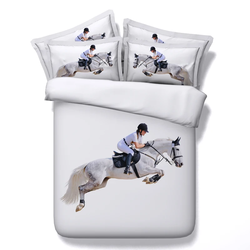 4 шт. комплект постельного белья с 3d рисунком лошадей|king queen size|horse bedding setsduvet cover set |