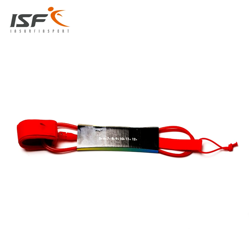 Red TPU Surfboard Leash 6 to 12 Feet, 7mm Thickness Double