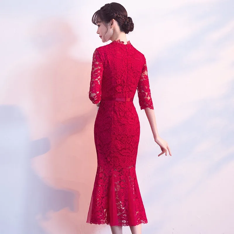 Брендовая Дизайнерская обувь традиционное китайское платье Qipao женские вечерние платья Винтаж Cheongsam Для женщин невесты кружевное платье с юбкой-годе
