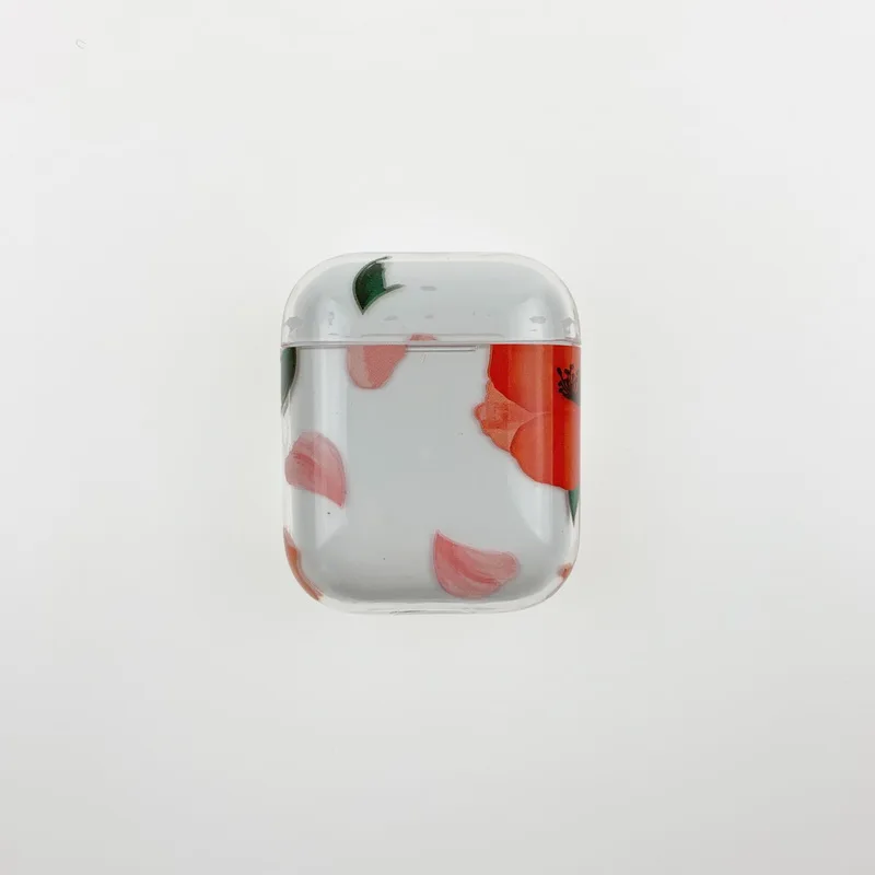 Прозрачный чехол с цветами для Airpods для милой девушки милый мизинец идеальный дизайн для Apple Airpods2 bluetooth чехол для наушников - Цвет: red