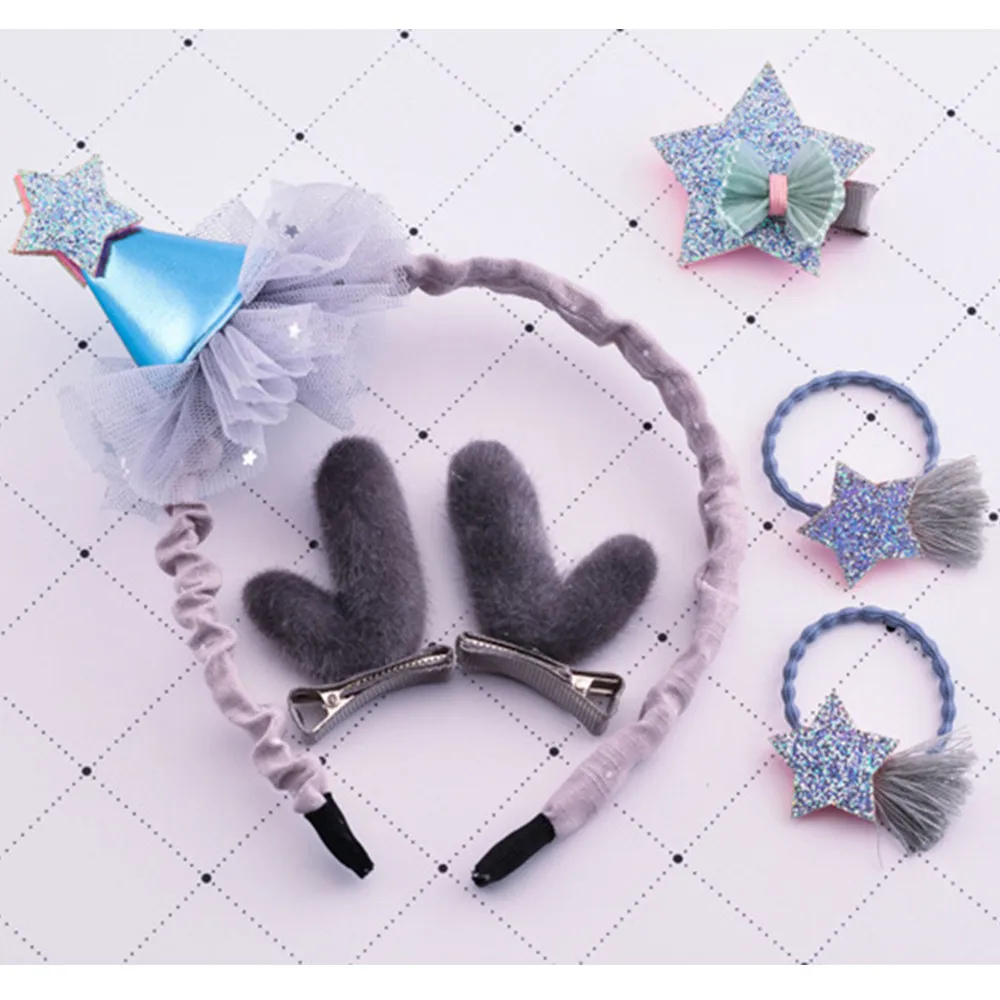 Заколки для волос PARRY Infant Kids заколки девочек с ушками оленя звезды блестками