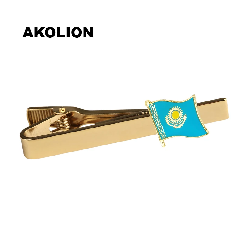 Металлический зажим для галстука с флагом страны Пуэрто Рико Золотой свадебного