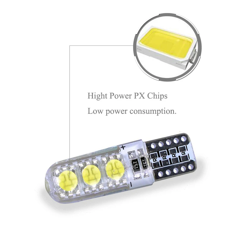 2x Автомобильные светодиодные лампы без Ошибок T10 4014 SMD холодный белый свет