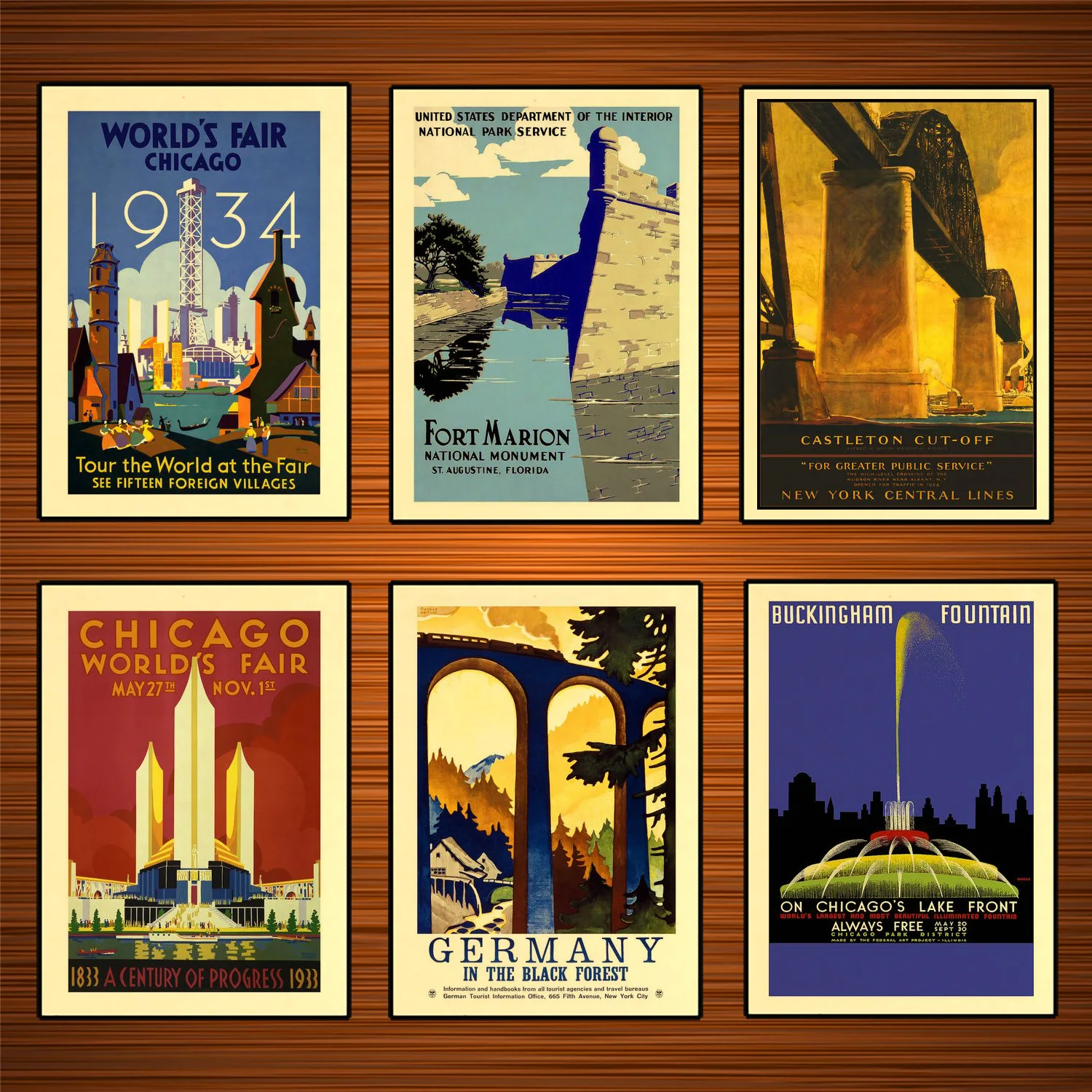Ретро постеры для путешествий в мире Чикаго всемирная ярмарка 1934 классические