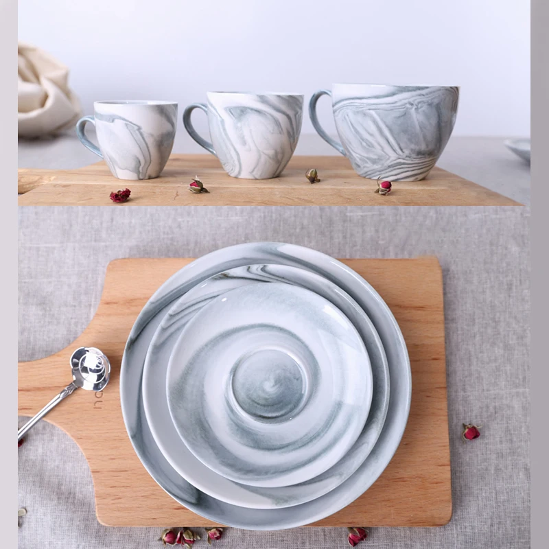 1 шт. современный минималистичный мраморный керамический кофейный стакан Серая