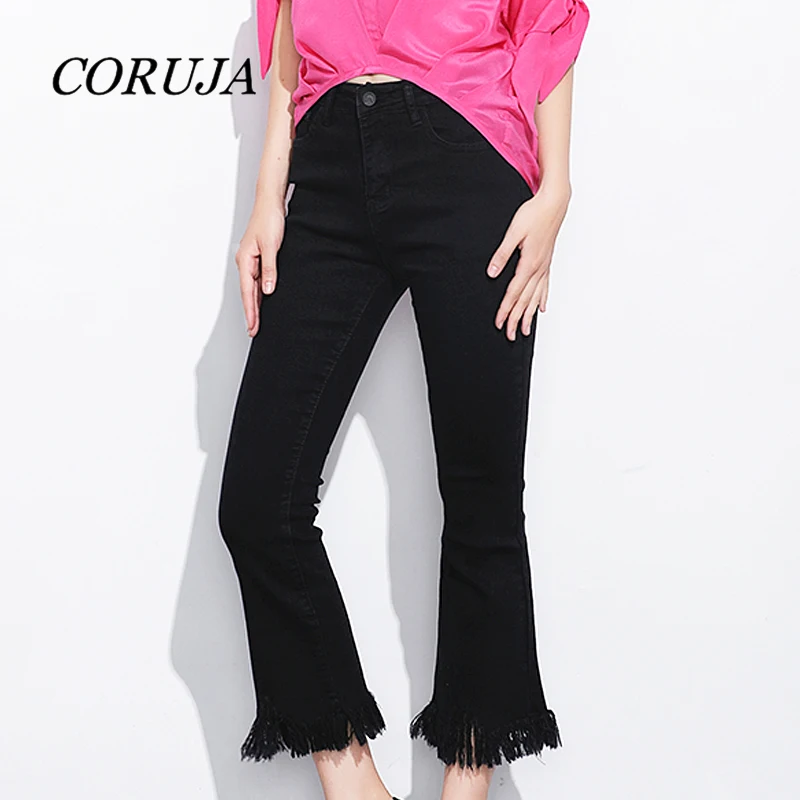 Women's Elastic Cotton Stretch Jeans Pants Slim Fit Frayed Hem Denim Trousers 2019 Spring New Brand Fashion Wear |